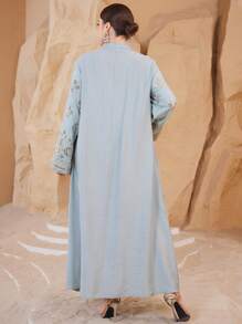 Layrah Plus Size Women Long Sleeve Embroidered Arabian Dress,Modest - Green - View 2