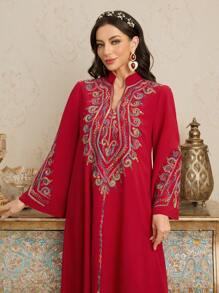 Al Najma Women's Ramadan Traditional Embroidered Loose Long Dress, Kaftan & Jalabiya,Modest