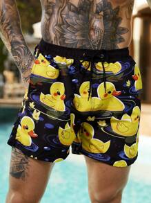 Surfspeed Short de playa con cordón para hombre con estampado de pato - Multicolor - Ver 6