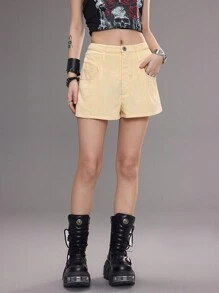 SHEIN EZwear Women's Summer Cowgirl  Western Wear Boho  Grunge Streetwear Linen Textured Double Waistband  Track Shorts