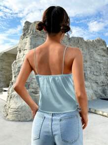 SHEIN EZwear 女士纯色前扭纹宽松罗纹吊带背心