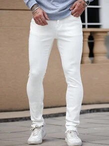 Manfinity Homme Men's Vintage Medium Blue Washed Straight-Leg Casual Jeans - Medium Wash - View 8