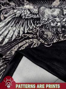 SHEIN Vintage Heart And Wings Graphic Casual Tight Camisole Tank Top For Teen Girls, Summer Wear