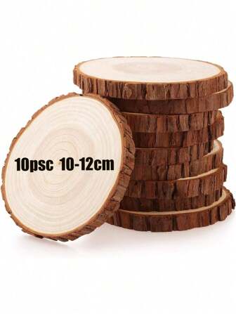 10 piezas de rebanadas de madera de pino con corteza de 10-12 cm (3.9-4.7 pulgadas) de forma redonda para mesa, fiestas, adornos navideños de madera para manualidades, posavasos de madera, decoraciones de boda, manualidades DIY y pintura, mejores regalos para cumpleaños y graduación