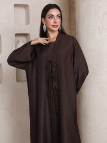 Al Najma Women Long Solid Color Dress And Jacket Arabic Style Set - Multicolor - View 6