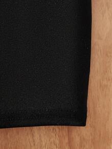 SHEIN Tween Girls' Casual Street Chic One-Shoulder Camisole Splice Embroidery Mesh Panel Short Sleeve Mini Dress - Black - View 4