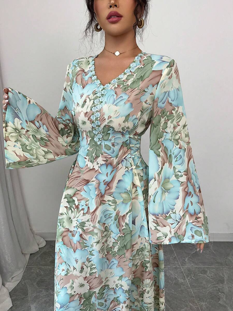 Al Najma Women's Casual Arab Style Simple Fashion Dress, Daily Wear,Modest - Green - View 1