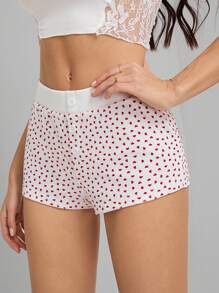 SHEIN Tall Mallas ultra cortas de cintura baja con estampado de lunares en forma de corazón, estilo Y2K