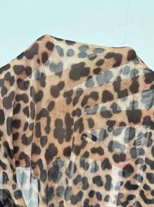 SHEIN EZwear Damski modny top z nadrukiem w panterkę i kokardą