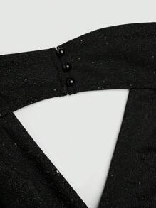 Sweetra Plus Size Women's Plunging V Neck Sparkly Fashion Halter Top Birthday Outfits