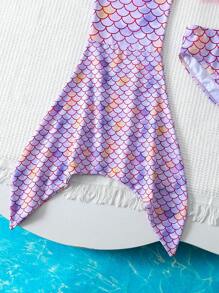 Young Girls Fish Tail Ruffle Bikini Swimwear Set - Multicolor - View 4