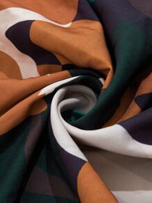 EMERY ROSE 女士休闲 V 领印花短袖松紧腰长裙，大码夏季