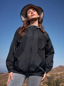 In My Nature 女士长袖连帽防晒夹克 - 黑色 - 查看 8