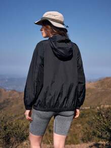 In My Nature 女士长袖连帽防晒夹克 - 黑色 - 查看 7
