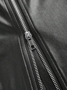 Zolique 女士时尚 PU 皮革侧拉链 A 字裙 - 黑色 - 查看 3