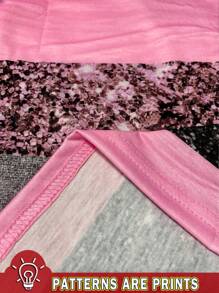 EMERY ROSE Women's Casual Glitter Striped T-Shirt, Suitable For Summer - Pink - View 3