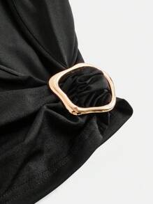 Maija Spring And Summer New Style Black Tight-Fitting Waist Sexy Backless Waist Metal Buckle Women's Tops Urban Modern Elegant Daily Casual Commuting Suitable For Going Out For Vacation Party Party Wedding Date Wear