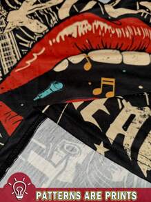 SHEIN LUNE 休闲宽松复古美国摇滚肖像印花大码女式短袖 T 恤，适合夏季 - 白色 - 查看 3