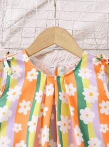 SHEIN Girls Young Girl Colorful Dopamine Vacation Dress - Multicolor - View 4