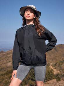 In My Nature 女士长袖连帽防晒夹克 - 黑色 - 查看 5