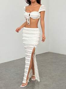 SHEIN PETITE 无袖短款上衣和长裙套装