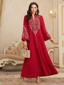 Al Najma Women's Ramadan Traditional Embroidered Loose Long Dress, Kaftan & Jalabiya,Modest