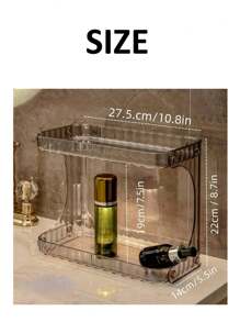 SHEIN 1 件高档浴室梳妆台化妆品香水收纳架梳妆台双层储物架家用护肤品收纳盒简约透明收纳盒 - 彩色 - 查看 6