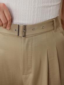 MOTF PREMIUM PRESS CREASE BELTED SUIT PANTS - Khaki - View 2