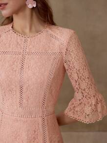 MOTF PREMIUM VESTIDO CON VOLANTE Y BORDE DE ENCAJE - Rosa - Ver 3