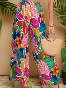 Travachic 大码裤子，简约时尚印花，休闲日常穿着 - 寶藍色 - 查看 4