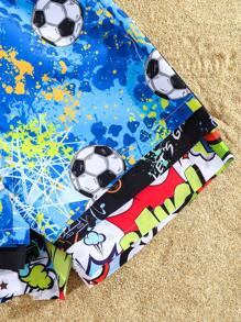 SHEIN 3-Pack Tween Boys Athletic Casual Shorts, Beach Swimsuit, Swimwear Vacation Set For Swimming, Beach, Surfing