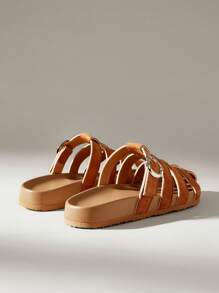 Solecia Women Fashion Brown Open Toe Lace Up Flat Comfortable Sandals, Suitable For Spring/Summer Vacation - Brown - View 4