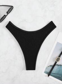 Swim SXY Springbreak Women's Black Textured Fabric Cheeky Hipster Bikini Bottom, Sexy Summer Beach Vacation Wear And Music Festival Boho