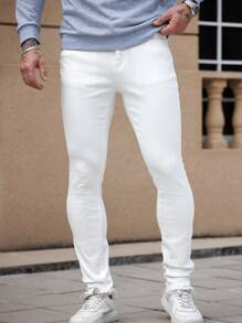 Manfinity Homme Men's Vintage Medium Blue Washed Straight-Leg Casual Jeans - Medium Wash - View 7