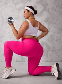 SHEIN Sport Studio Women Plus Size Seamless Ombre Leopard Print Leggings