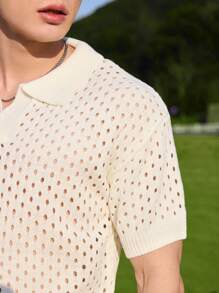 Manfinity Hypemode Men's Knitted Sweater, Casual & Fashionable For Everyday Wear Golf Shirt Men Polo Shirts Men Knit Shirt - White - View 7