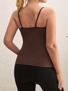 SHEIN Maternity Solid Color Camisole, Outdoor Sports Yoga Top - Brown - View 2