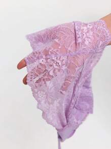 SHEIN BAE Lightweight Purple Lace Backless Halter Neck Sexy Bodycon Top, Elegant & Cute For Summer Vacation, Music Festival, Concerts, Date, Party - Purple - View 7