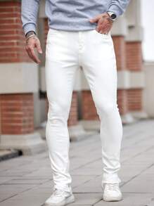 Manfinity Homme Men's Vintage Medium Blue Washed Straight-Leg Casual Jeans - Medium Wash - View 4