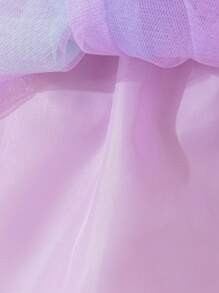 SHEIN Playful Pals 0-3岁女婴梦幻可爱多色多巴胺彩虹薄纱连衣裙 - 彩色 - 查看 7