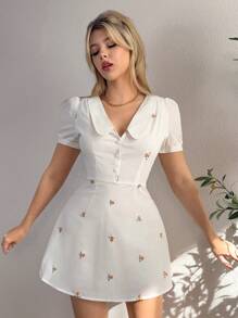 EgrlEra Women's Short Sleeve Sexy & Mini Dress - White - View 1