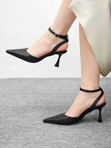 CUCCOO BIZCHIC Women's Simple Back Strap High Heels, Minimalist Elegant Casual Everyday Shoes Spring Break Easter - Black - View 1