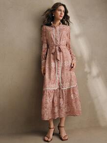 Anewsta Elegant, Intelligent Design Niche Printed Maxi Dress, Spring Vacation Outfits For Women