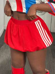 BamGleam Women's Color Block Striped Mini Bubble Skirt
