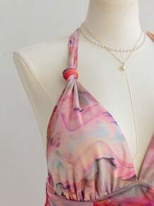 Soleia Vestido de tirantes con escote en la espalda y estampado tie-dye para mujer de talla grande, adecuado para volver al colegio, vacaciones y looks de otoño