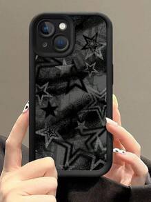ROMWE Grunge Punk 1pc Star Pattern Black Phone Case, Compatible With IPhone 11 12 13 14 15 Pro Max 16 - Multicolor - View 2