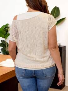 SHEIN Frenchy Plus Size Women Casual Minimalist Everyday Top - Apricot - View 6