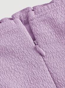 SHEIN MOD 纯色荷叶边饰边褶皱胸围荷叶边下摆白色盖袖双下摆短裙连体衣 - 紫丁香色 - 查看 3