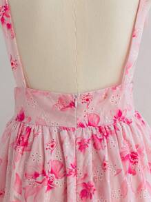 Soleia فستان كاجوال للسيدات ذوات المقاسات الكبيرة مع نقش زهري ونسيج منقوش ولامع، قصة A-line، روماسي مناسب للأعياد والمناسبات الخاصة كيوم الحب - متعدد الألوان - مشاهدة 3