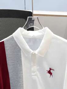 SHEIN 2pcs/Set Teens Boys Loose Casual Contrast Pattern Polo Shirt With Collar, Short Sleeve